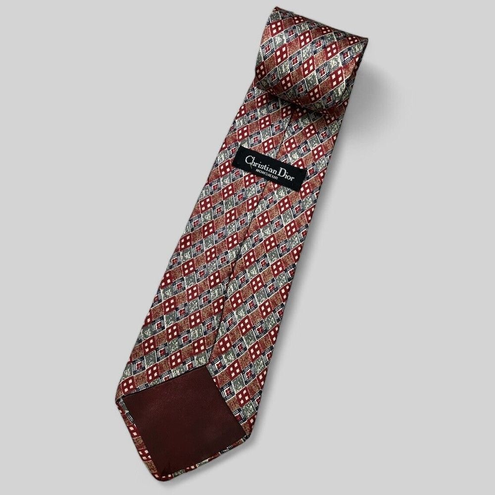 Christian Dior Monsieur Men's Multicolor Geometric 100%‎ Silk Neck Tie
